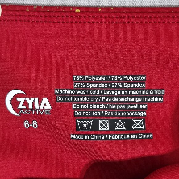 ZYIA Active Leggings women's size 6-8 red with gold decoration Sporty Yoga - Picture 6 of 11